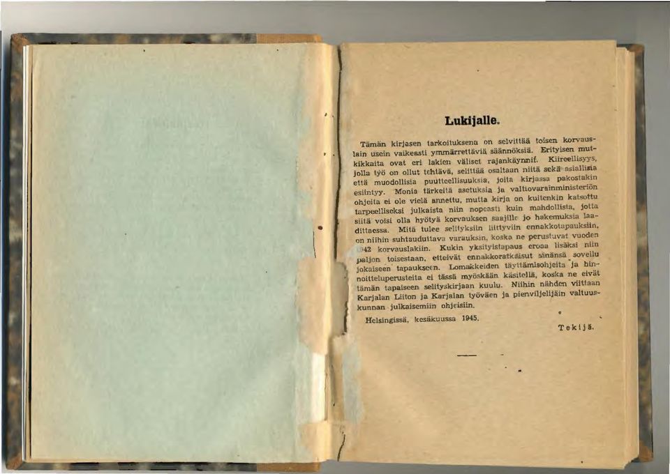 in ju valhovaramministcrion ohjcila ei ule viela annettu, mulla kirja on kuitcnkin katsottu turpeelliscksi julkaista niin nopc;'.1511 kuin mahdolli~ta, jotto.