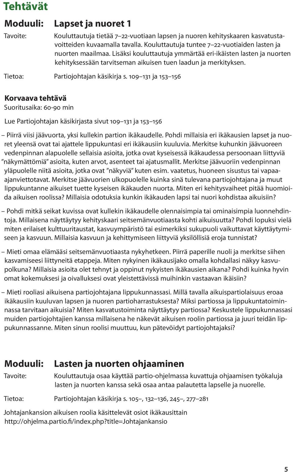 Tietoa: Partiojohtajan käsikirja s.