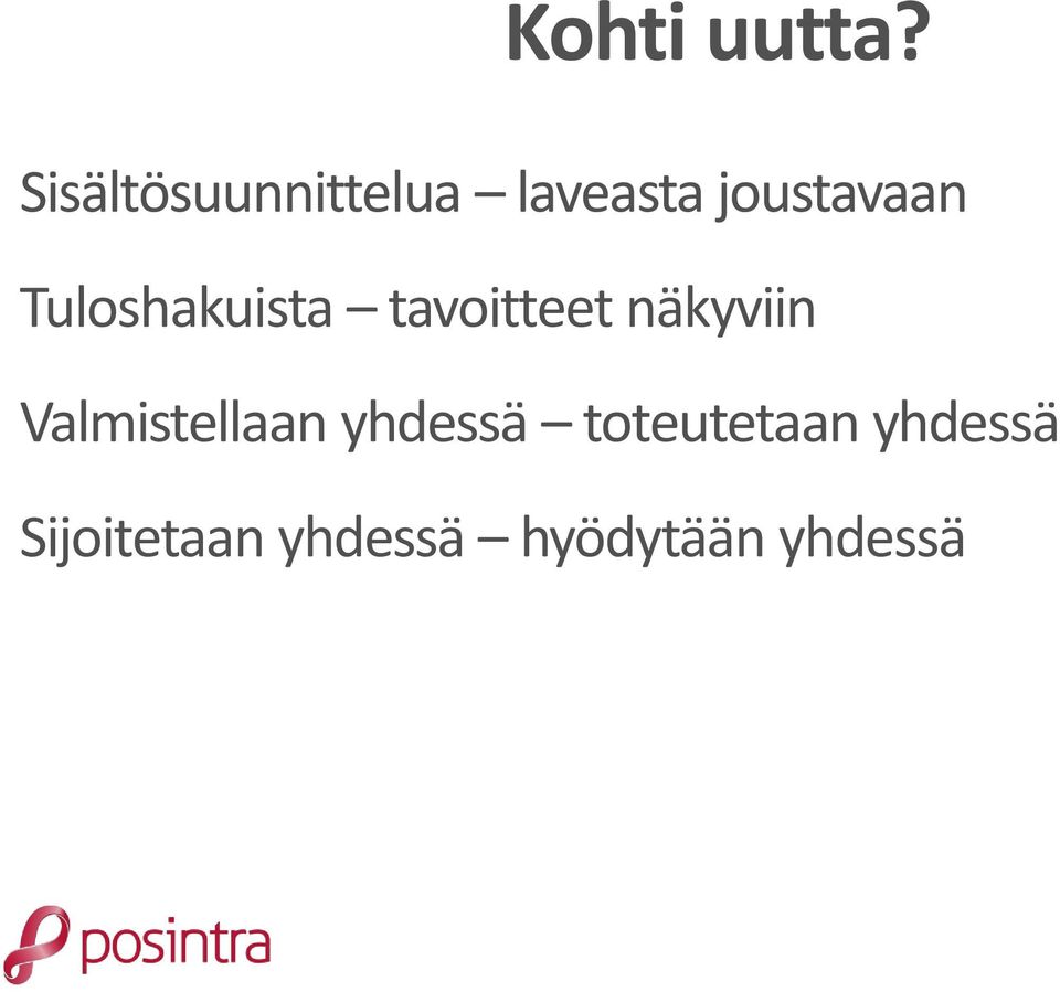 Tuloshakuista tavoitteet näkyviin