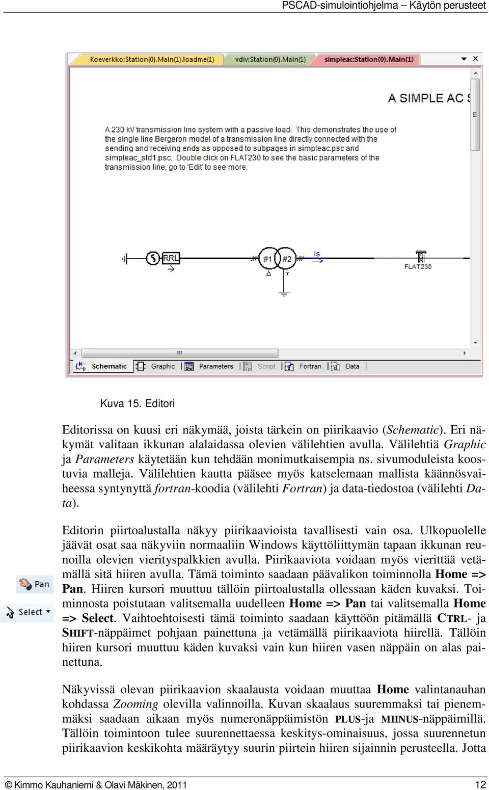 Välilehtien kautta pääsee myös katselemaan mallista käännösvaiheessa syntynyttä fortran-koodia (välilehti Fortran) ja data-tiedostoa (välilehti Data).