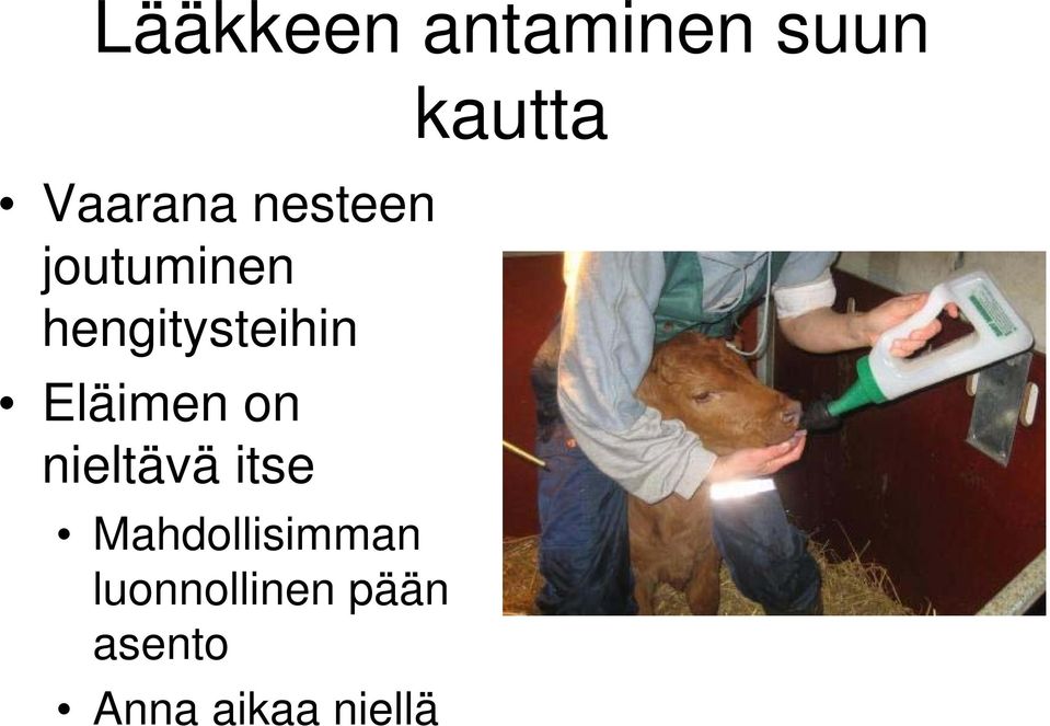 Eläimen on nieltävä itse