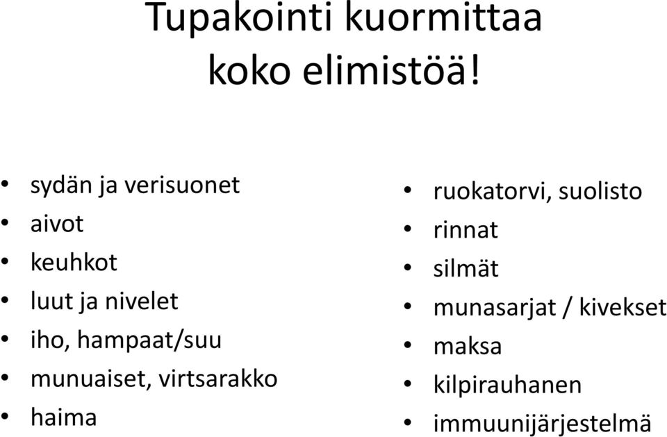 hampaat/suu munuaiset, virtsarakko haima ruokatorvi,