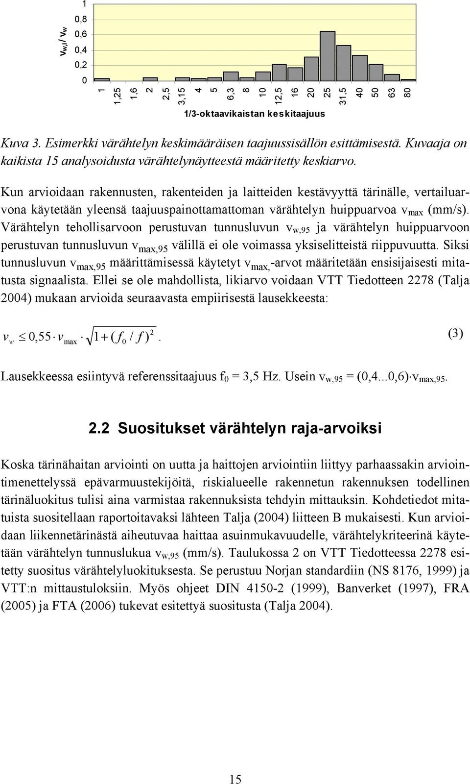 Kun arvioidaan rakennusten, rakenteiden ja laitteiden kestävyyttä tärinälle, vertailuarvona käytetään yleensä taajuuspainottamattoman värähtelyn huippuarvoa v max (mm/s).