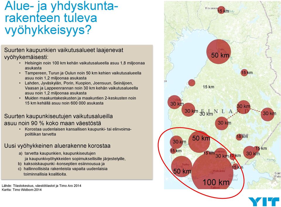 asuu noin 1,2 miljoonaa asukasta Lahden, Jyväskylän, Porin, Kuopion, Joensuun, Seinäjoen, Vaasan ja Lappeenrannan noin kehän vaikutusalueella asuu noin 1,2 miljoonaa asukasta Muiden maakuntakeskusten