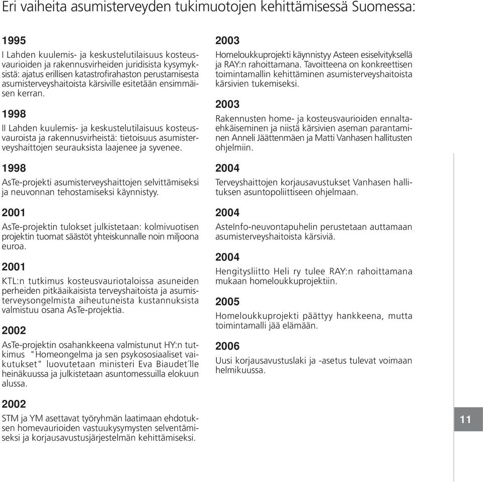 1998 II Lahden kuulemis- ja keskustelutilaisuus kosteusvauroista ja rakennusvirheistä: tietoisuus asumisterveyshaittojen seurauksista laajenee ja syvenee.