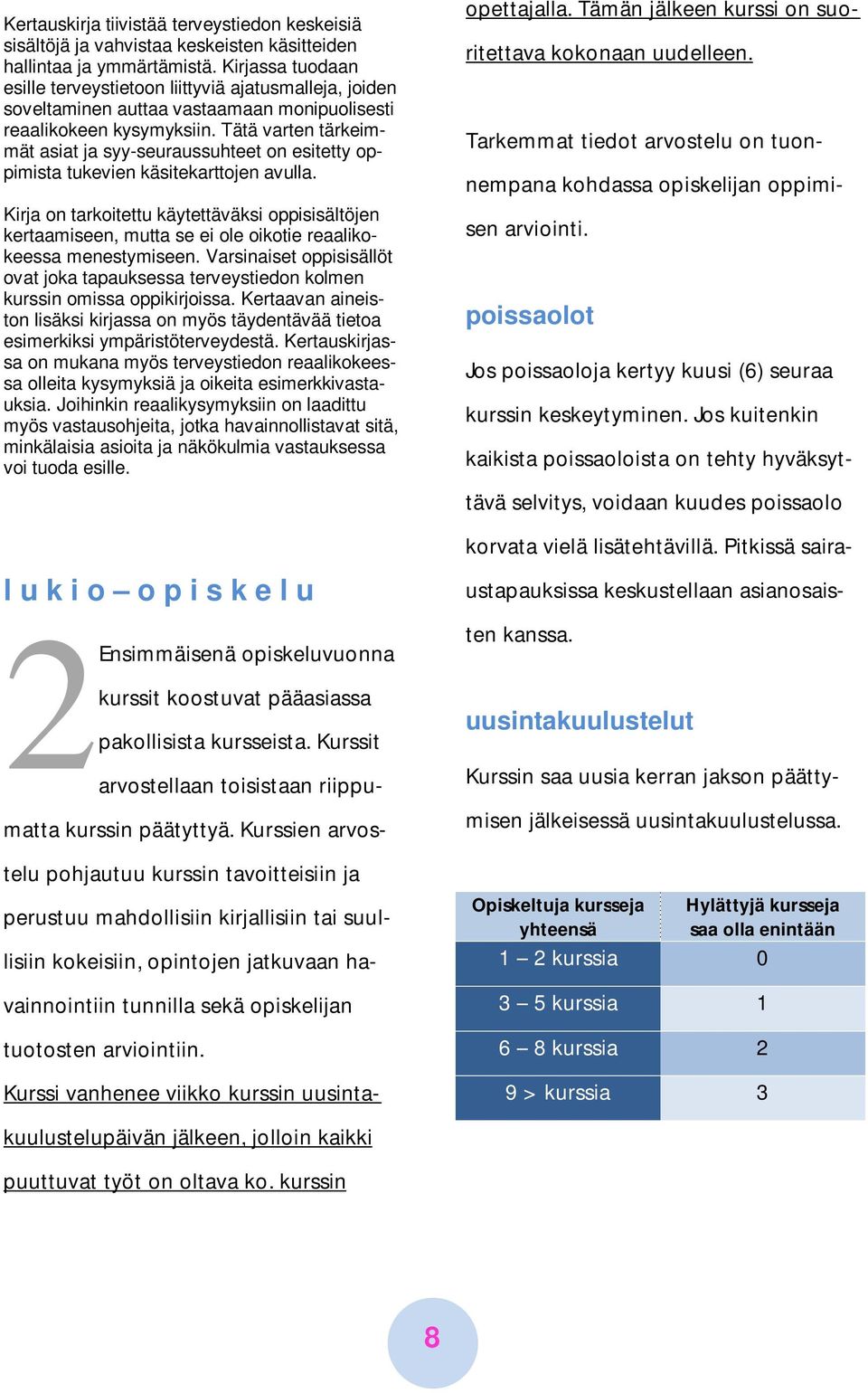 Tätä varten tärkeimmät asiat ja syy-seuraussuhteet on esitetty oppimista tukevien käsitekarttojen avulla.