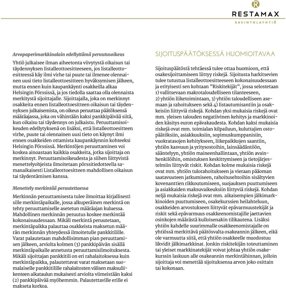 sijoittajalle.