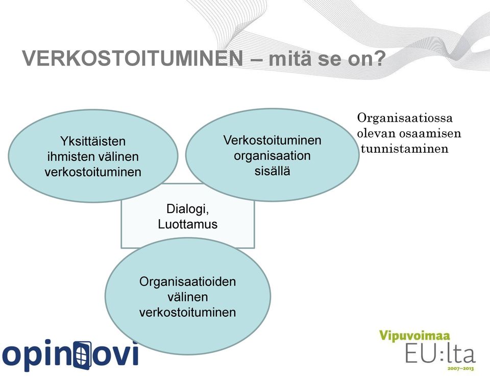 Verkostoituminen organisaation sisällä Organisaatiossa