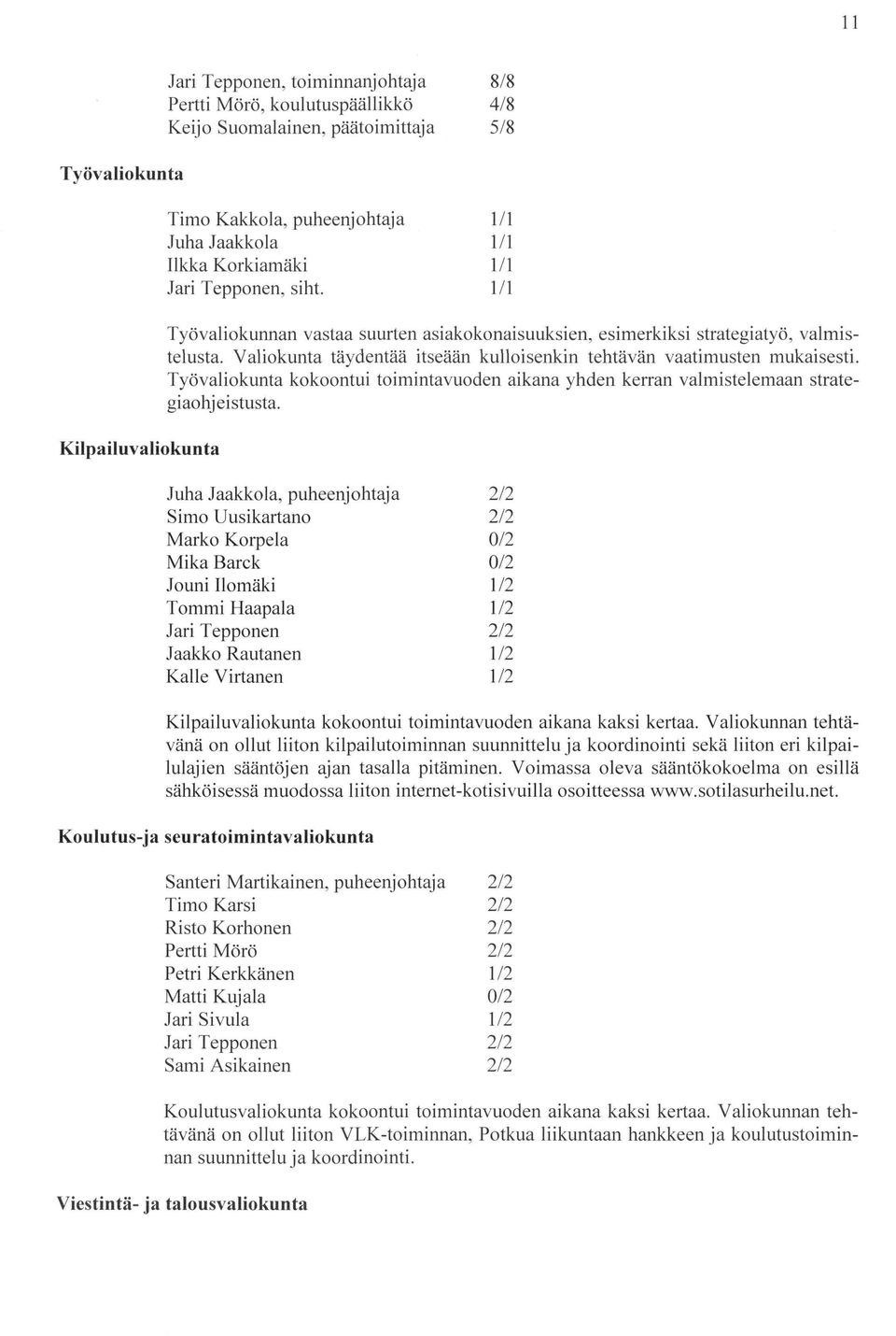 Työvalikunta kkntui timtavuden aikana yhden kerran valmistelemaan strategiahjeistusta.