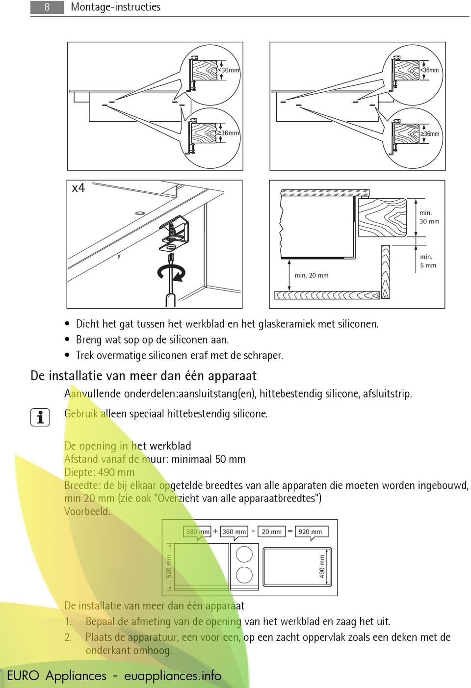 Gebruik alleen speciaal hittebestendig silicone.