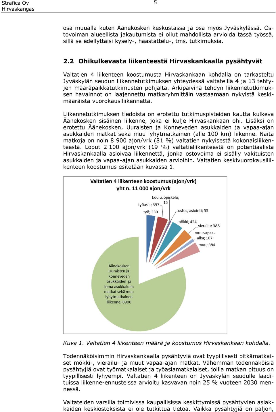 2 Ohikulkevasta liikenteestä Hirvaskankaalla pysähtyvät Valtatien 4 liikenteen koostumusta Hirvaskankaan kohdalla on tarkasteltu Jyväskylän seudun liikennetutkimuksen yhteydessä valtateillä 4 ja 13