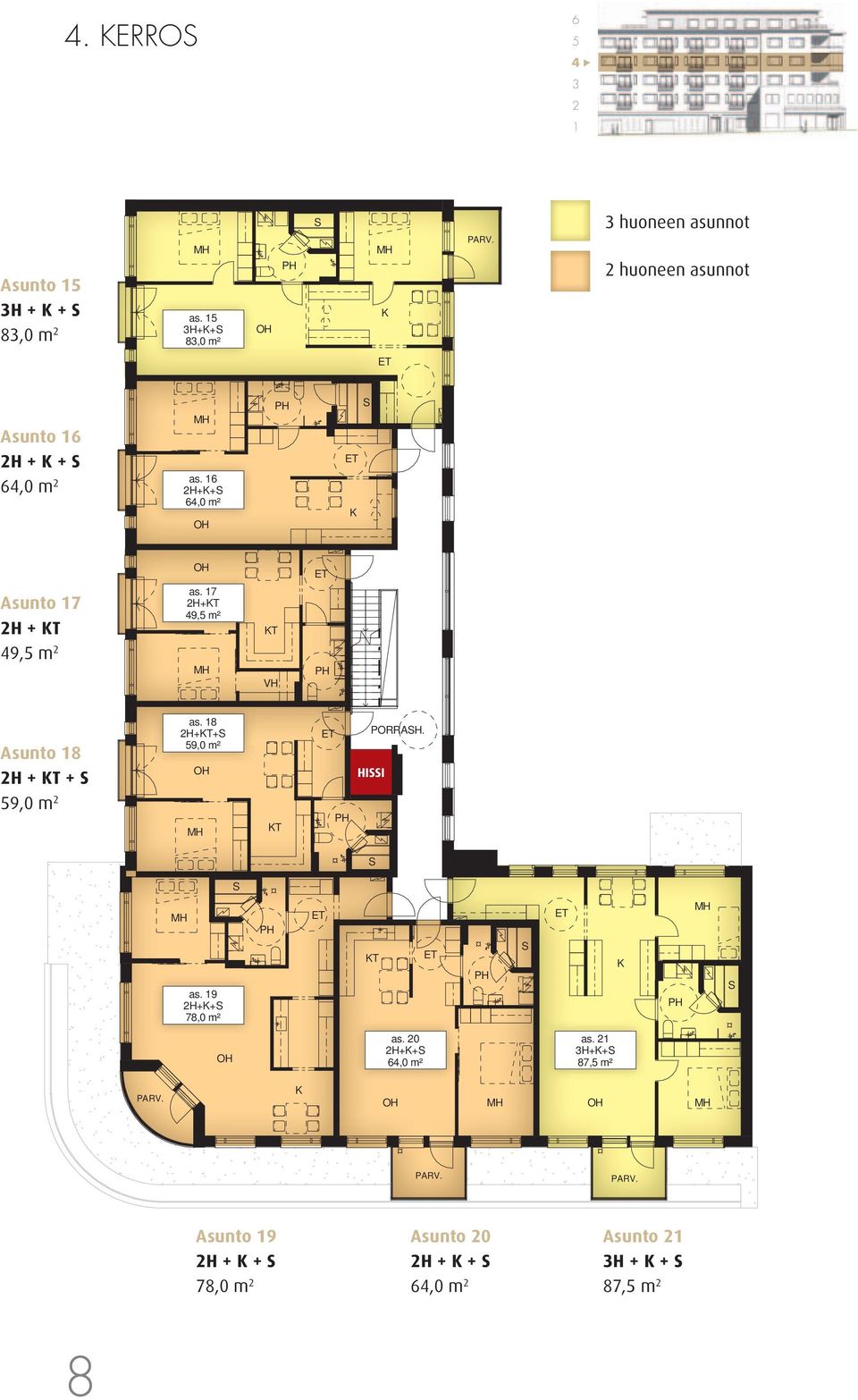 1 H++,0 m² Asunto 17 H + T 9, m as. 17 H+T 9, m² T VH Asunto 18 H + T + 9,0 m as.