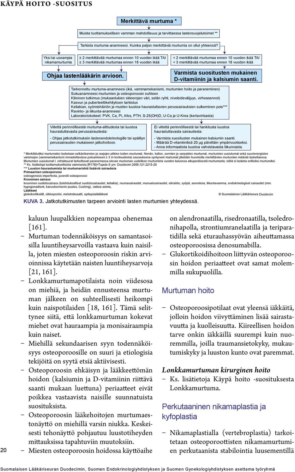 Yksi tai useampia nikamamurtumia 2 merkittävää murtumaa ennen 10 vuoden ikää TAI 3 merkittävää murtumaa ennen 18 vuoden ikää < 2 merkittävää murtumaa ennen 10 vuoden ikää TAI < 3 merkittävää murtumaa