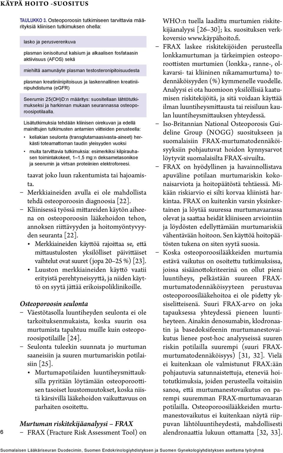 testosteronipitoisuudesta plasman kreatiniinipitoisuus ja laskennallinen kreatiniinipuhdistuma (egfr) Seerumin 25(OH)D:n määritys: suositellaan lähtötutkimukseksi ja harkinnan mukaan seurannassa