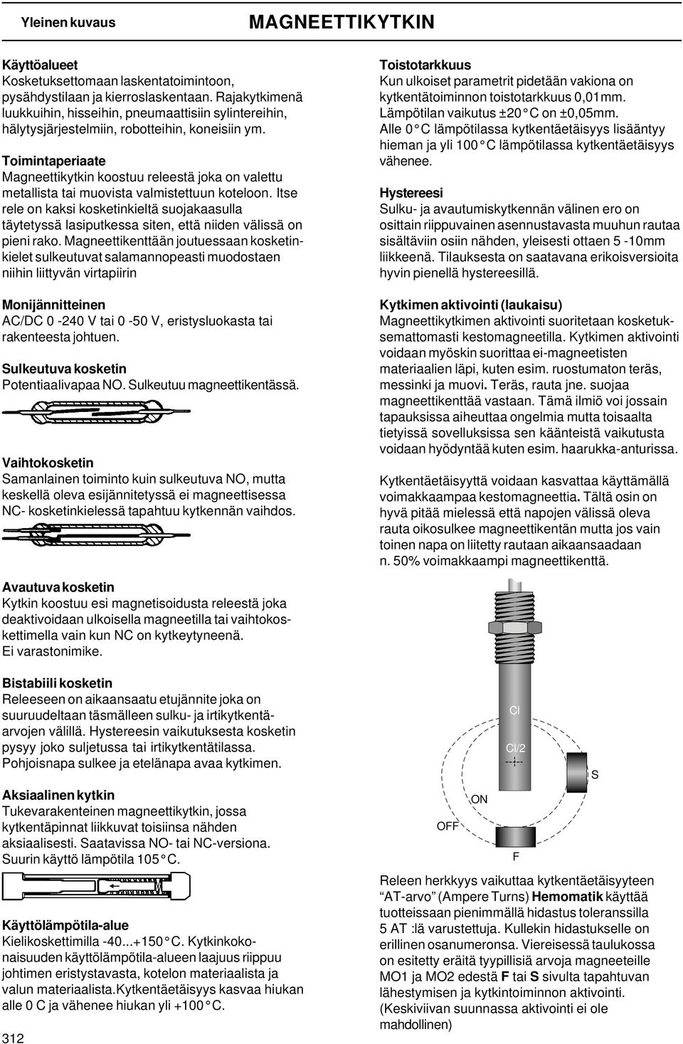 Toimintaperiaate Magneettikytkin koostuu releestä joka on valettu metallista tai muovista valmistettuun koteloon.