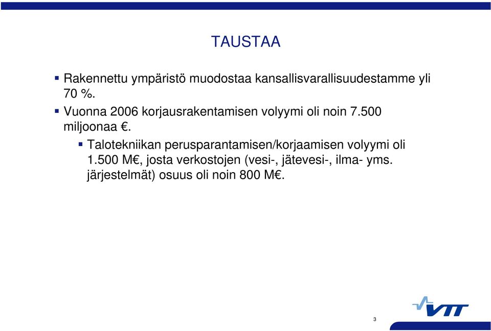 Talotekniikan perusparantamisen/korjaamisen volyymi oli 1.