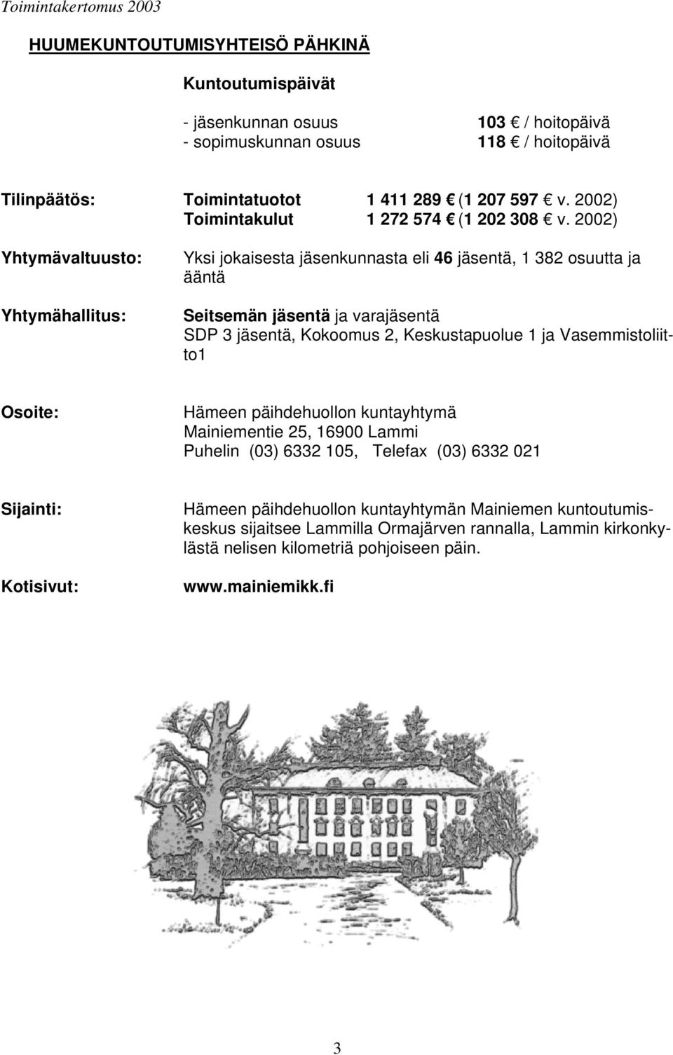 2002) Yhtymävaltuusto: Yhtymähallitus: Yksi jokaisesta jäsenkunnasta eli 46 jäsentä, 1 382 osuutta ja ääntä Seitsemän jäsentä ja varajäsentä SDP 3 jäsentä, Kokoomus 2, Keskustapuolue 1