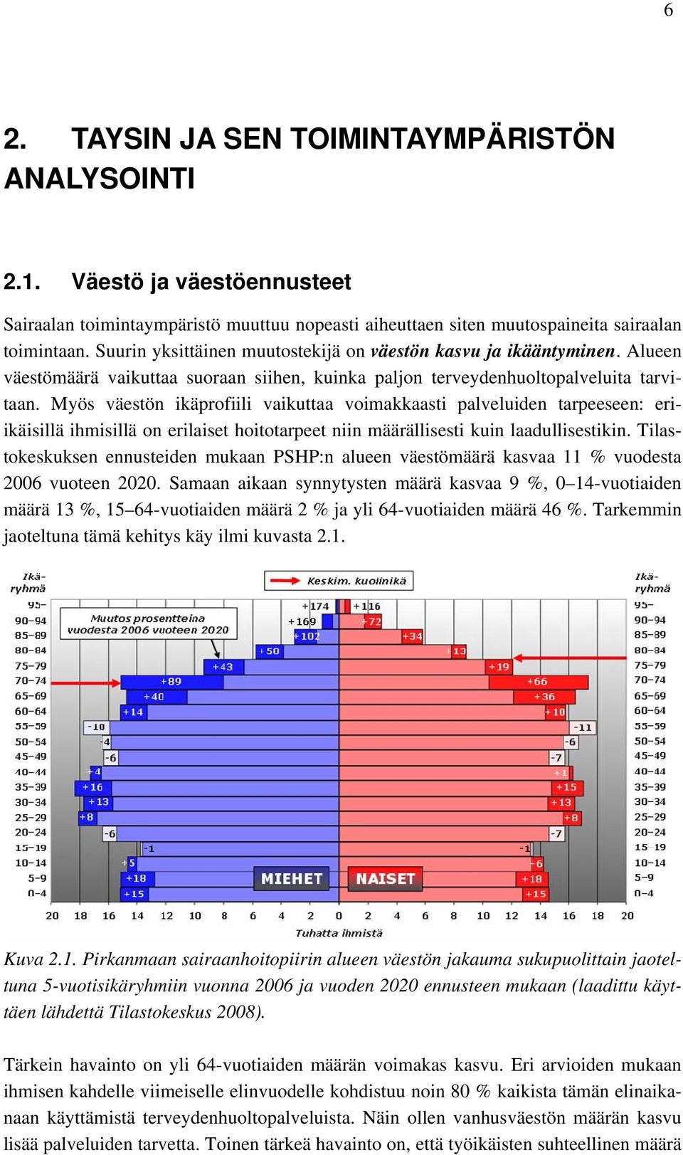 Myös väestön ikäprofiili vaikuttaa voimakkaasti palveluiden tarpeeseen: eriikäisillä ihmisillä on erilaiset hoitotarpeet niin määrällisesti kuin laadullisestikin.