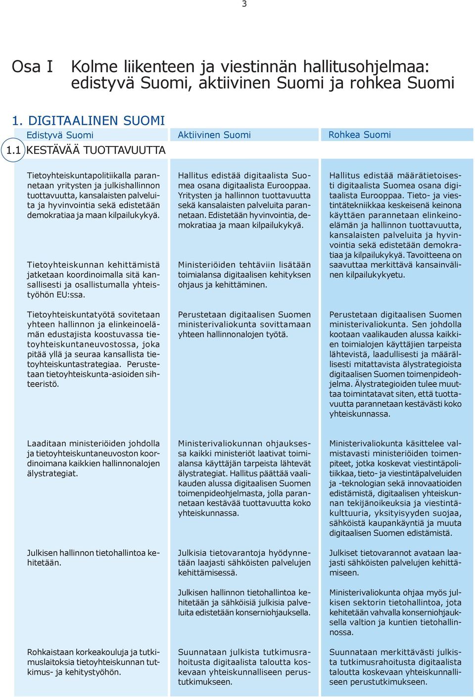 demokratiaa ja maan kilpailukykyä. Tietoyhteiskunnan kehittämistä jatketaan koordinoimalla sitä kansallisesti ja osallistumalla yhteistyöhön EU:ssa.