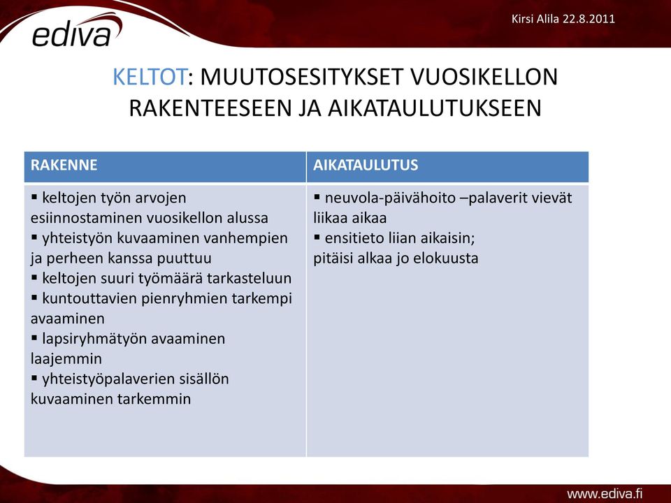 kuntouttavien pienryhmien tarkempi avaaminen lapsiryhmätyön avaaminen laajemmin yhteistyöpalaverien sisällön