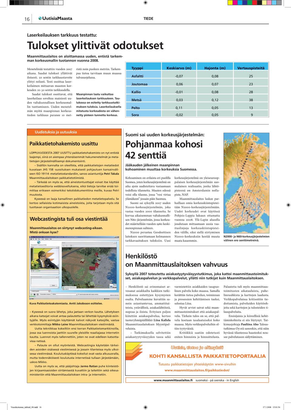 Testi osoittaa laserkeilaimen mittaavan maaston korkeuden 20-30 sentin tarkkuudella. Saadut tulokset osoittavat, että laserkeilaus soveltuu mainiosti uuden valtakunnallisen korkeusmallin tuottamiseen.