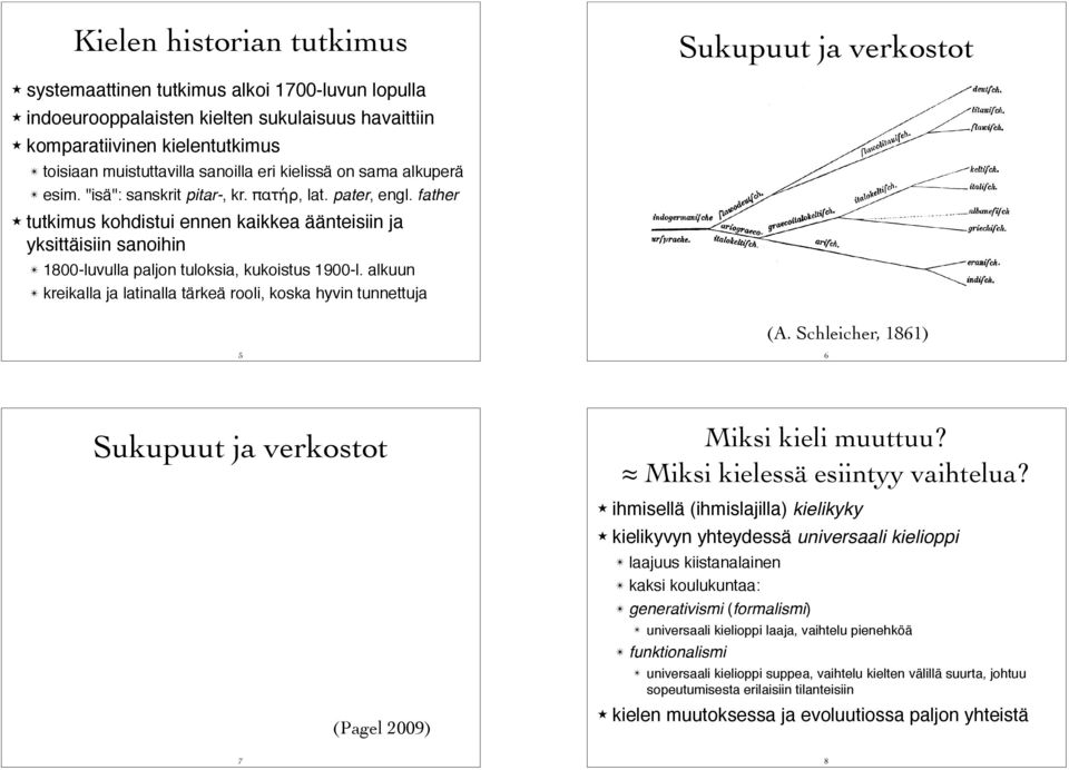 tutkimus kohdistui ennen kaikkea äänteisiin ja yksittäisiin sanoihin " 1800-luvulla paljon tuloksia, kukoistus 1900-l. alkuun " kreikalla ja latinalla tärkeä rooli, koska hyvin tunnettuja (A.