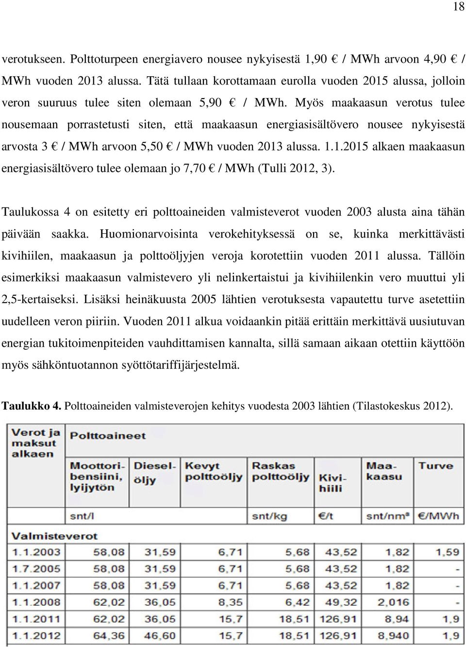 Myös maakaasun verotus tulee nousemaan porrastetusti siten, että maakaasun energiasisältövero nousee nykyisestä arvosta 3 / MWh arvoon 5,50 / MWh vuoden 2013