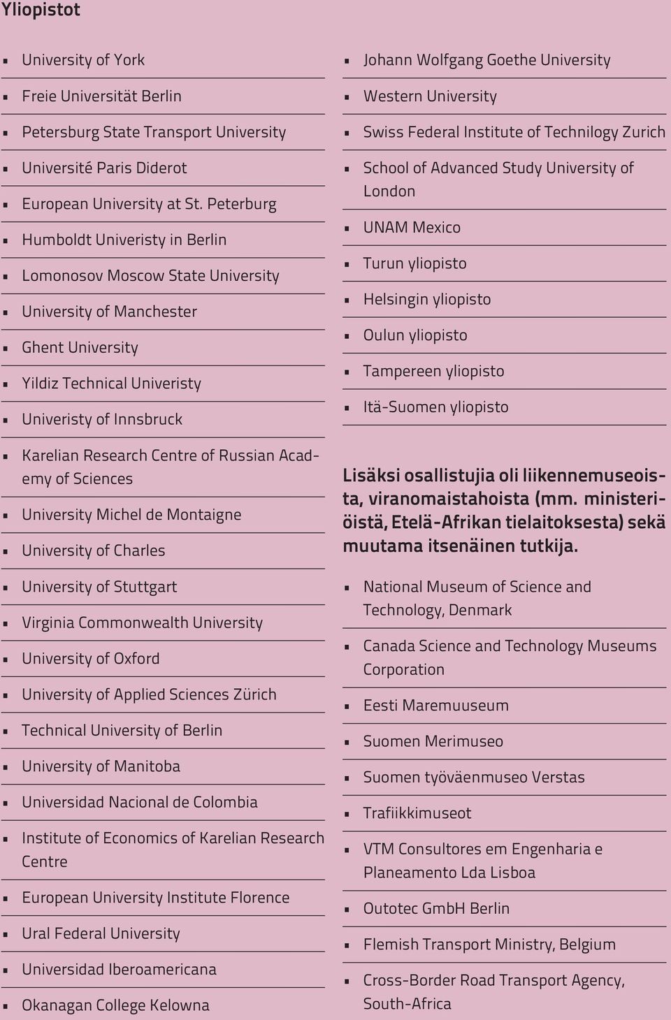 Russian Academy of Sciences University Michel de Montaigne University of Charles University of Stuttgart Virginia Commonwealth University University of Oxford University of Applied Sciences Zürich