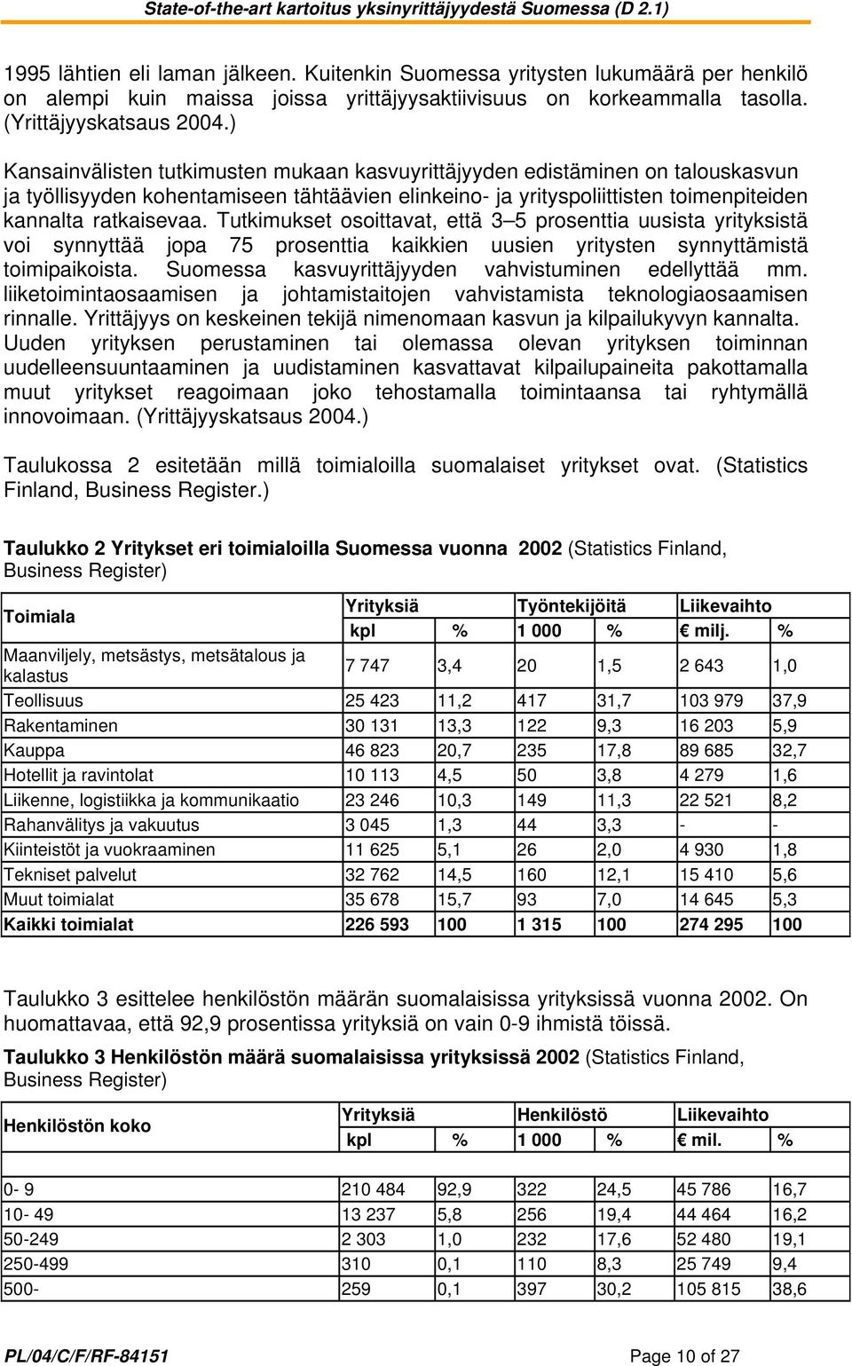 Tutkimukset osoittavat, että 3 5 prosenttia uusista yrityksistä voi synnyttää jopa 75 prosenttia kaikkien uusien yritysten synnyttämistä toimipaikoista.