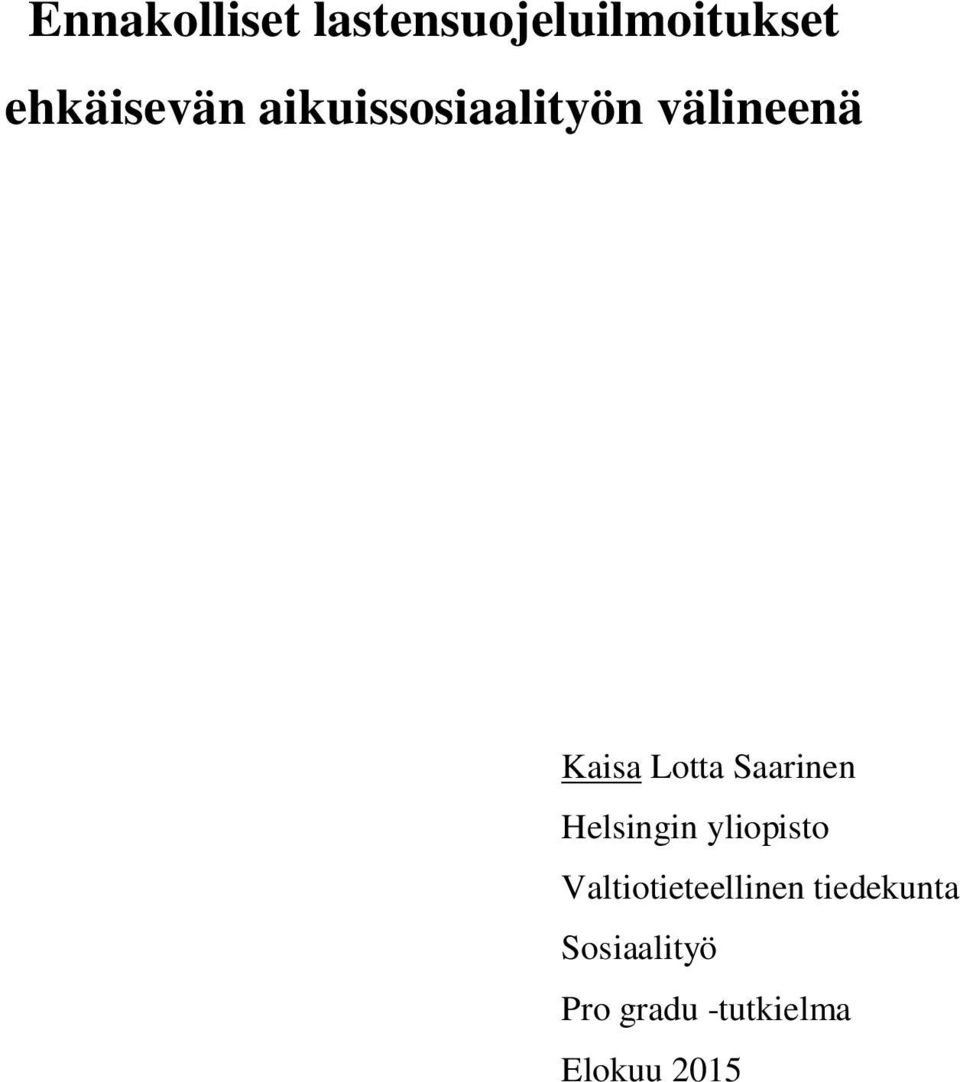 Saarinen Helsingin yliopisto Valtiotieteellinen