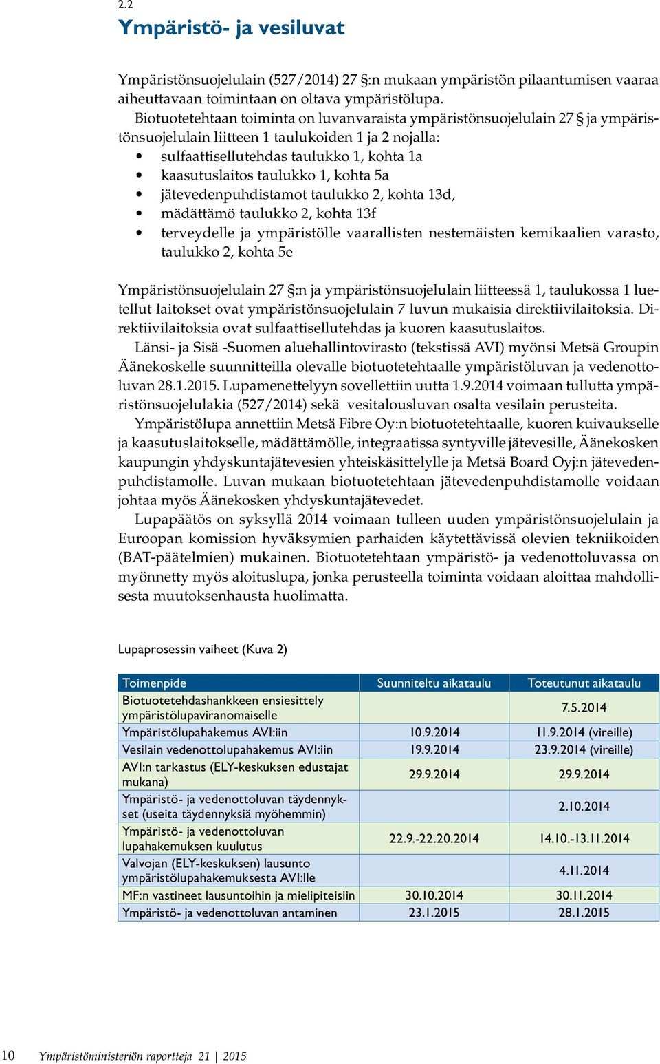 kohta 5a jätevedenpuhdistamot taulukko 2, kohta 13d, mädättämö taulukko 2, kohta 13f terveydelle ja ympäristölle vaarallisten nestemäisten kemikaalien varasto, taulukko 2, kohta 5e