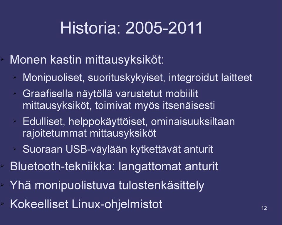 helppokäyttöiset, ominaisuuksiltaan rajoitetummat mittausyksiköt Suoraan USB-väylään kytkettävät