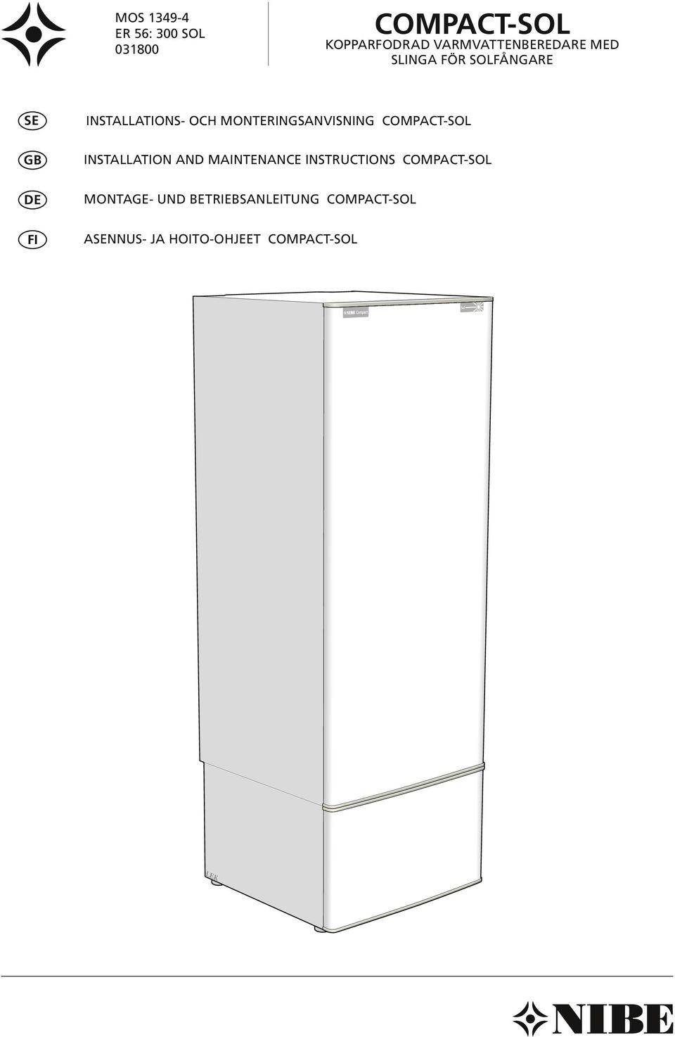 COMPACT-SOL GB INSTALLATION AND MAINTENANCE INSTRUCTIONS COMPACT-SOL DE