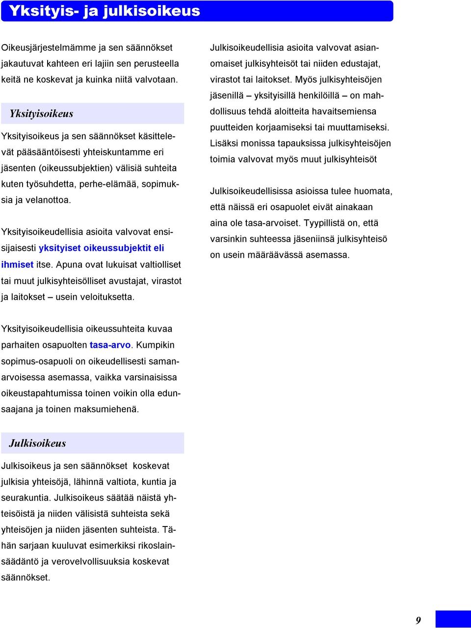 Yksityisoikeudellisia asioita valvovat ensisijaisesti yksityiset oikeussubjektit eli ihmiset itse.