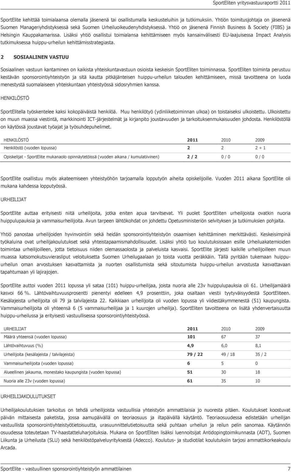 Lisäksi yhtiö osallistui toimialansa kehittämiseen myös kansainvälisesti EU-laajuisessa Impact Analysis tutkimuksessa huippu-urheilun kehittämisstrategiasta.