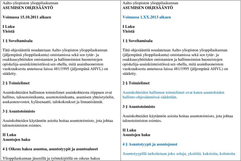 hallinnoimien huoneistojen opiskelija-asuinkiinteistöissä sen ohella, mitä asuinhuoneiston vuokrauksesta annetussa laissa 481/1995 (jäljempänä AHVL) on säädetty.