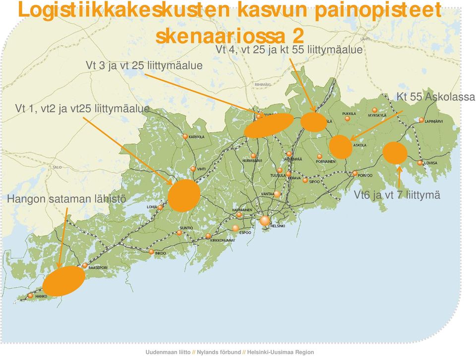 liittymäalue Kt 55 Askolassa Hangon sataman lähistö Vt6 ja vt 7