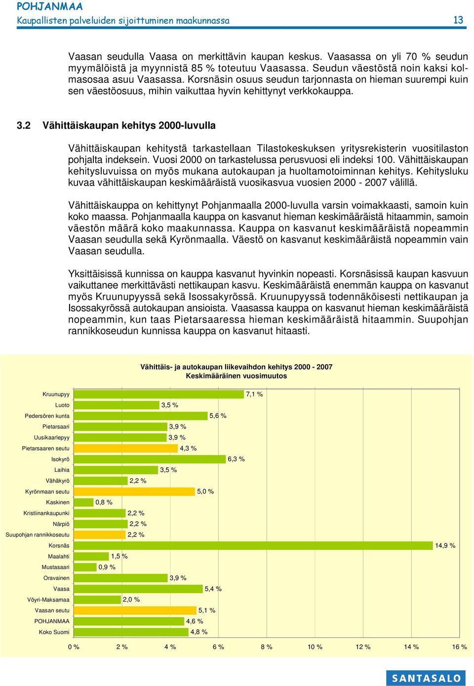 2 Vähittäiskaupan kehitys 2000-luvulla Vähittäiskaupan kehitystä tarkastellaan Tilastokeskuksen yritysrekisterin vuositilaston pohjalta indeksein.