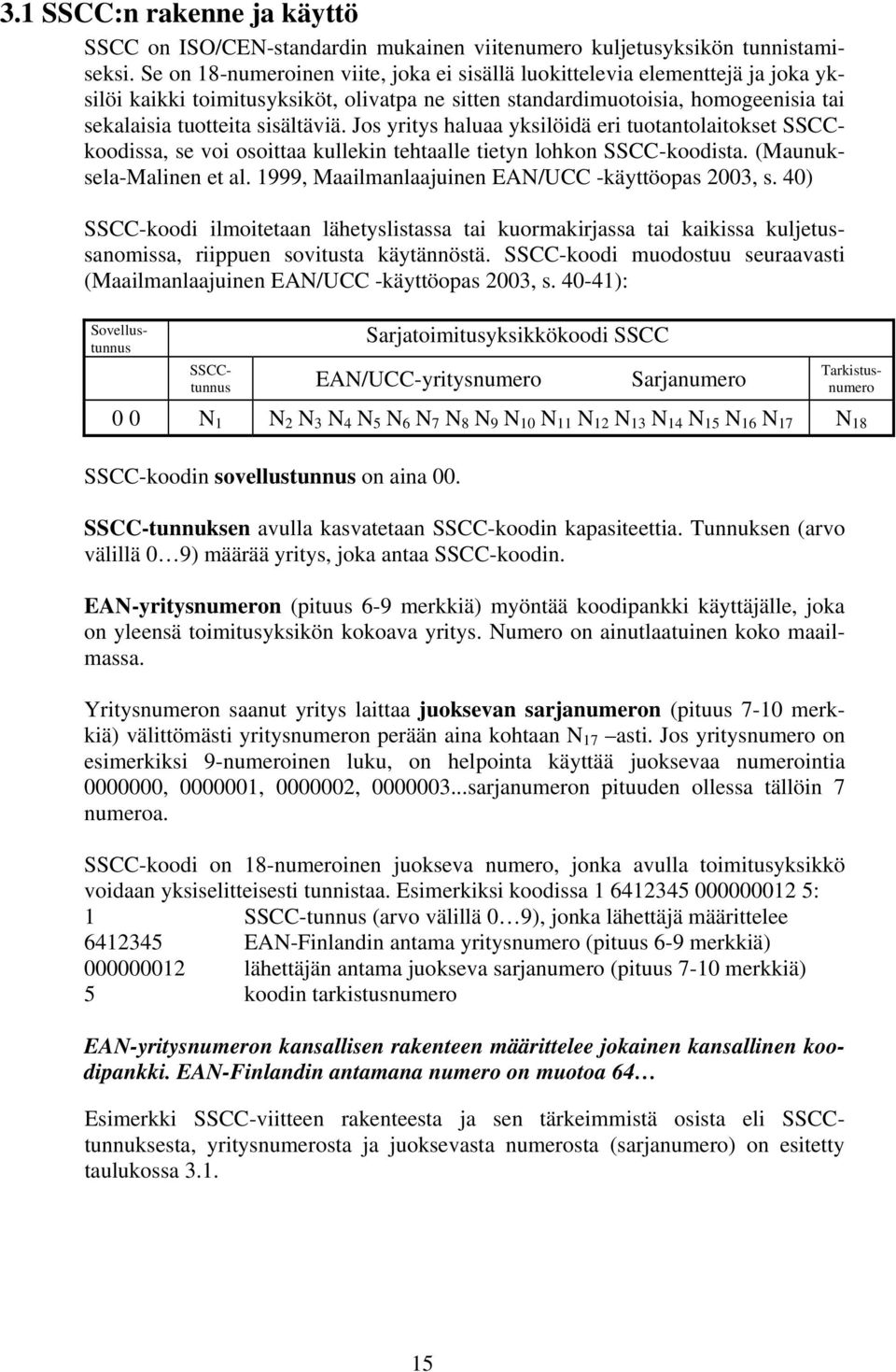 Jos yritys haluaa yksilöidä eri tuotantolaitokset SSCCkoodissa, se voi osoittaa kullekin tehtaalle tietyn lohkon SSCC-koodista. (Maunuksela-Malinen et al.