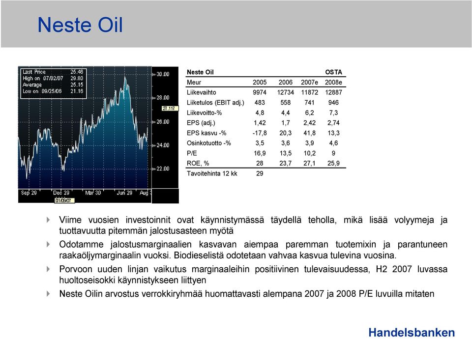 käynnistymässä täydellä teholla, mikä lisää volyymeja ja tuottavuutta pitemmän jalostusasteen myötä Odotamme jalostusmarginaalien kasvavan aiempaa paremman tuotemixin ja parantuneen