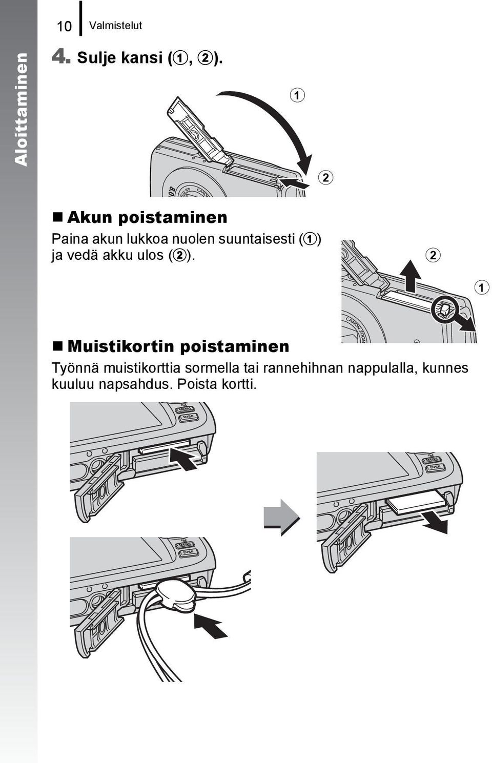 vedä akku ulos (b).