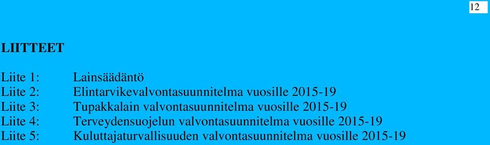 valvontasuunnitelma vuosille 2015-19 Liite 4: Terveydensuojelun