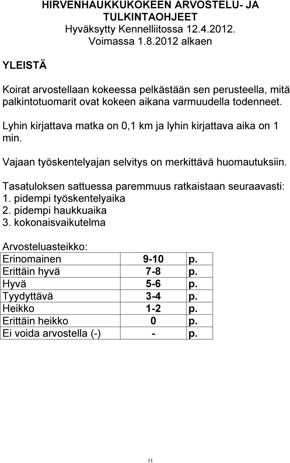 Lyhin kirjattava matka on 0,1 km ja lyhin kirjattava aika on 1 min. Vajaan työskentelyajan selvitys on merkittävä huomautuksiin.