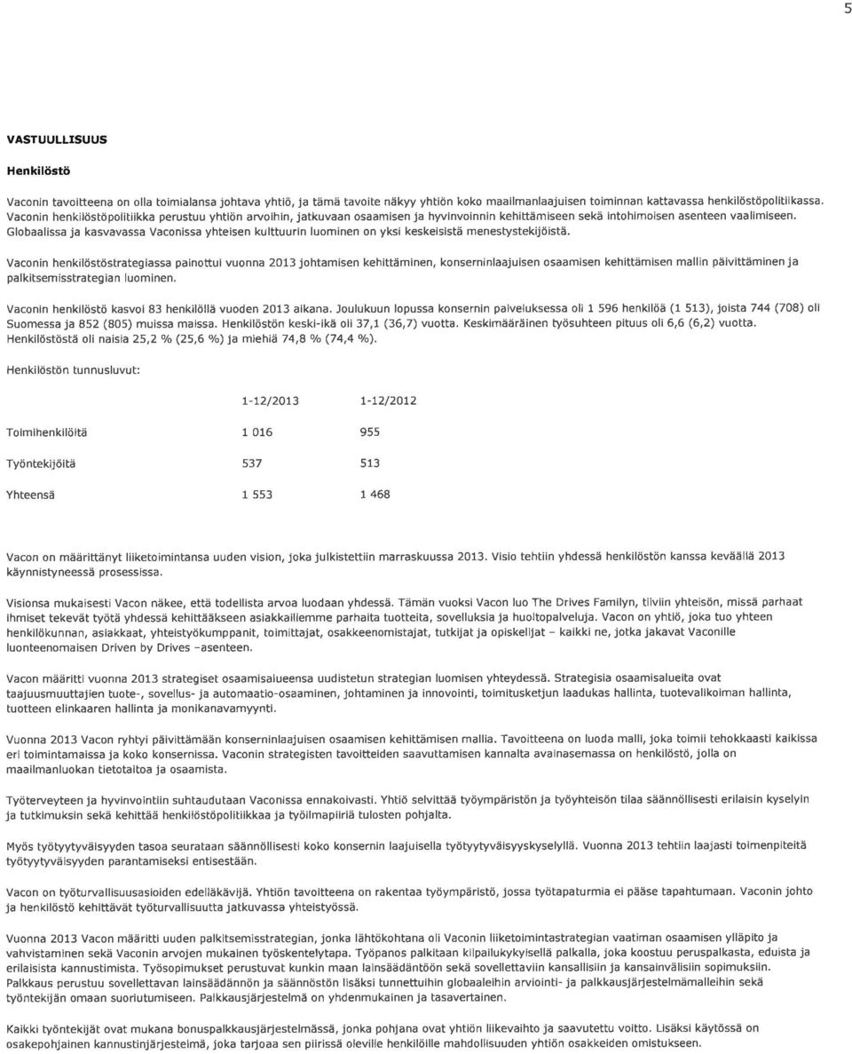 Globaalissa ja kasvavassa Vaconissa yhteisen kulttuurin luom nen on yksi keske sistä menestystek jö stä.