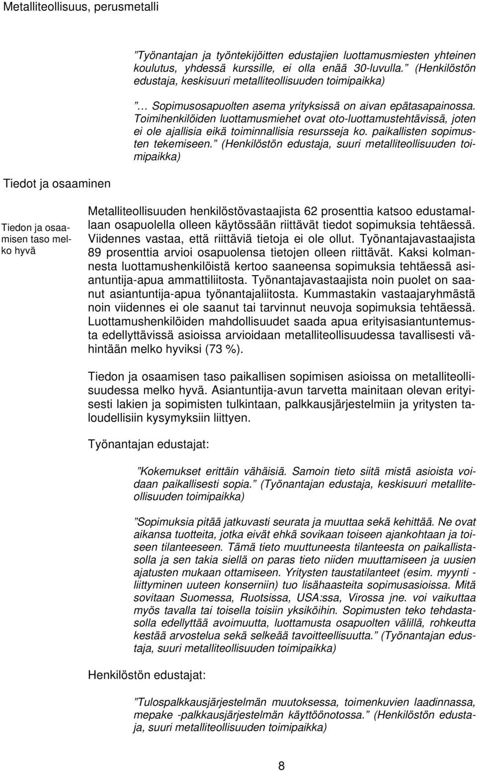 Toimihenkilöiden luottamusmiehet ovat oto-luottamustehtävissä, joten ei ole ajallisia eikä toiminnallisia resursseja ko. paikallisten sopimusten tekemiseen.