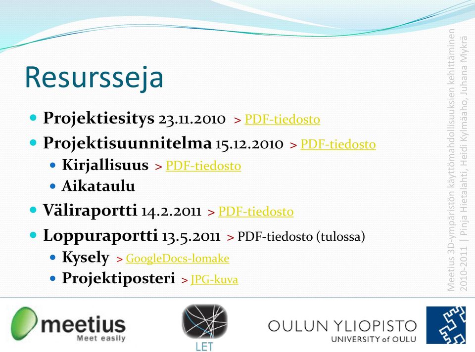 2010 > PDF-tiedosto Kirjallisuus > PDF-tiedosto Aikataulu Väliraportti 14.2.2011 > PDF-tiedosto Loppuraportti 13.