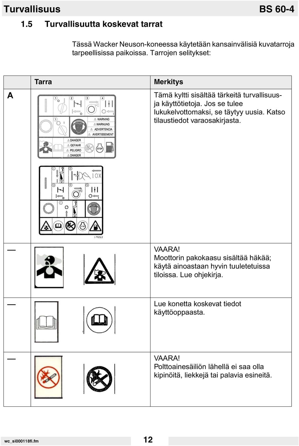 Katso tilaustiedot varaosakirjasta. VAARA! Moottorin pakokaasu sisältää häkää; käytä ainoastaan hyvin tuuletetuissa tiloissa. Lue ohjekirja.