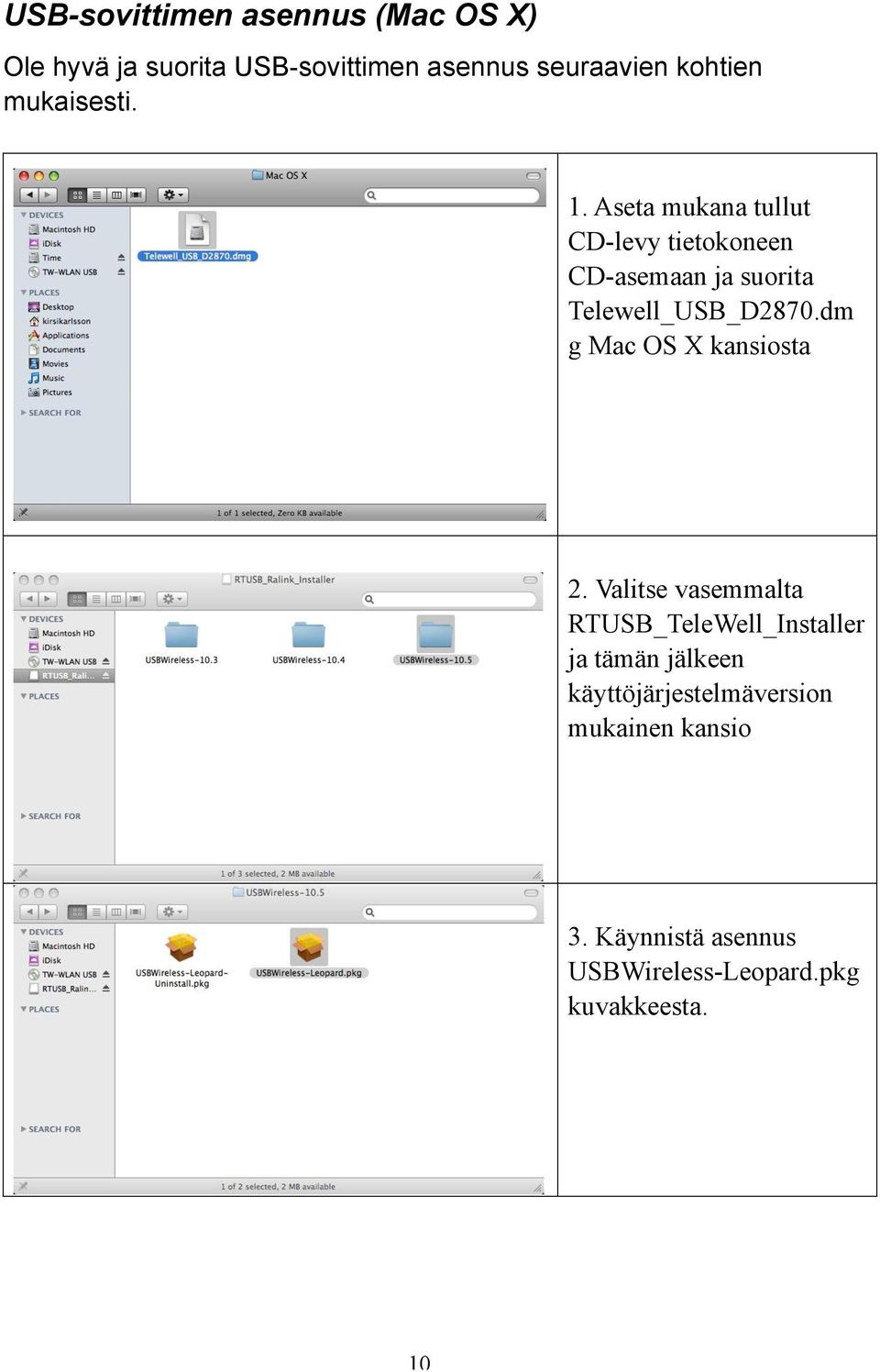 dm g Mac OS X kansiosta 2.