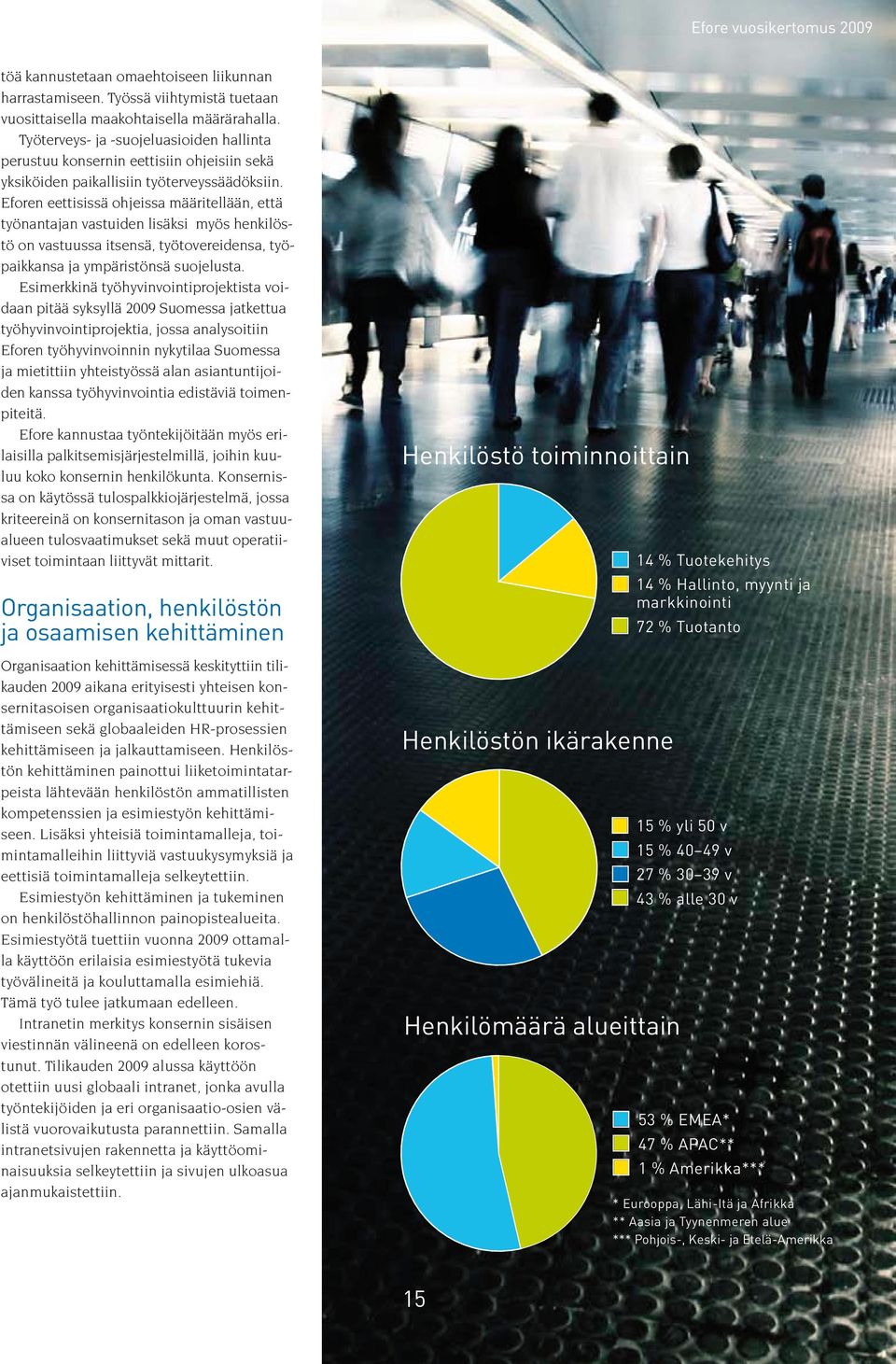 Eforen eettisissä ohjeissa määritellään, että työnantajan vastuiden lisäksi myös henkilöstö on vastuussa itsensä, työtovereidensa, työpaikkansa ja ympäristönsä suojelusta.