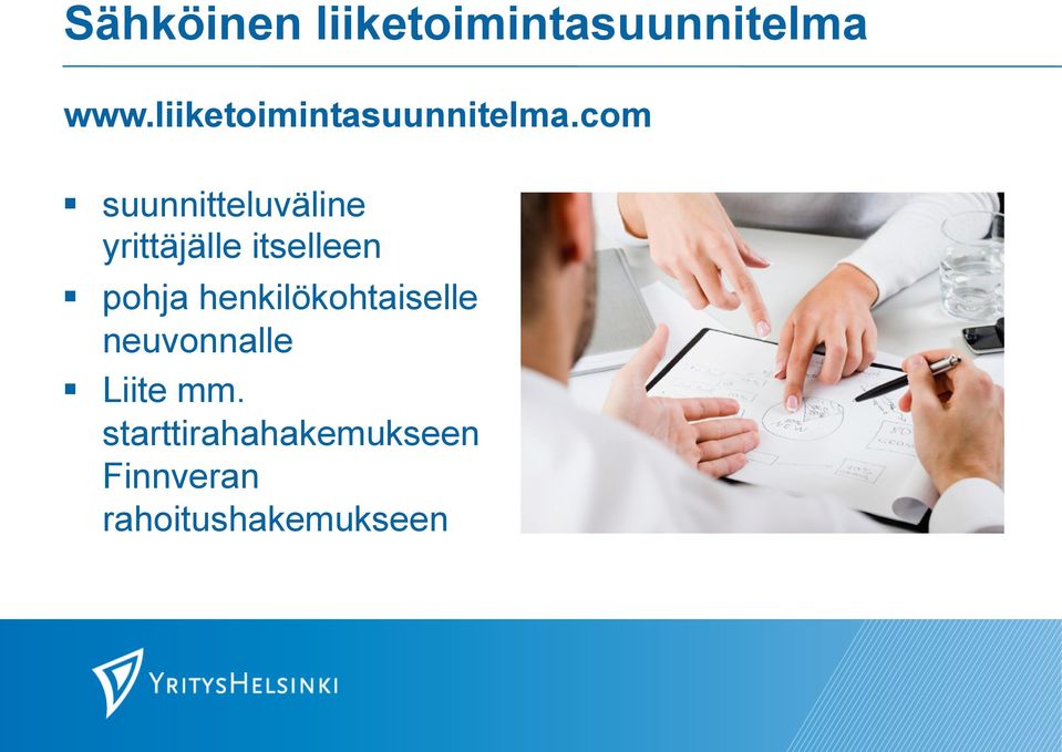 com suunnitteluväline yrittäjälle itselleen pohja